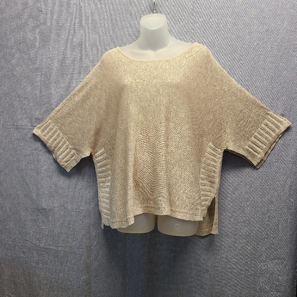 Anthropologie Metallic/Tan Hi Lo Sweater (Sm) GUC